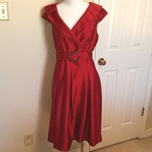 Size 10 Tahari Red Taffeta Dress